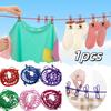 1pc Portable Clothesline With 12 Clips Polychrome Outdoor No Punching Required Travel Camp Retractable Clothes Rope Drying Rack