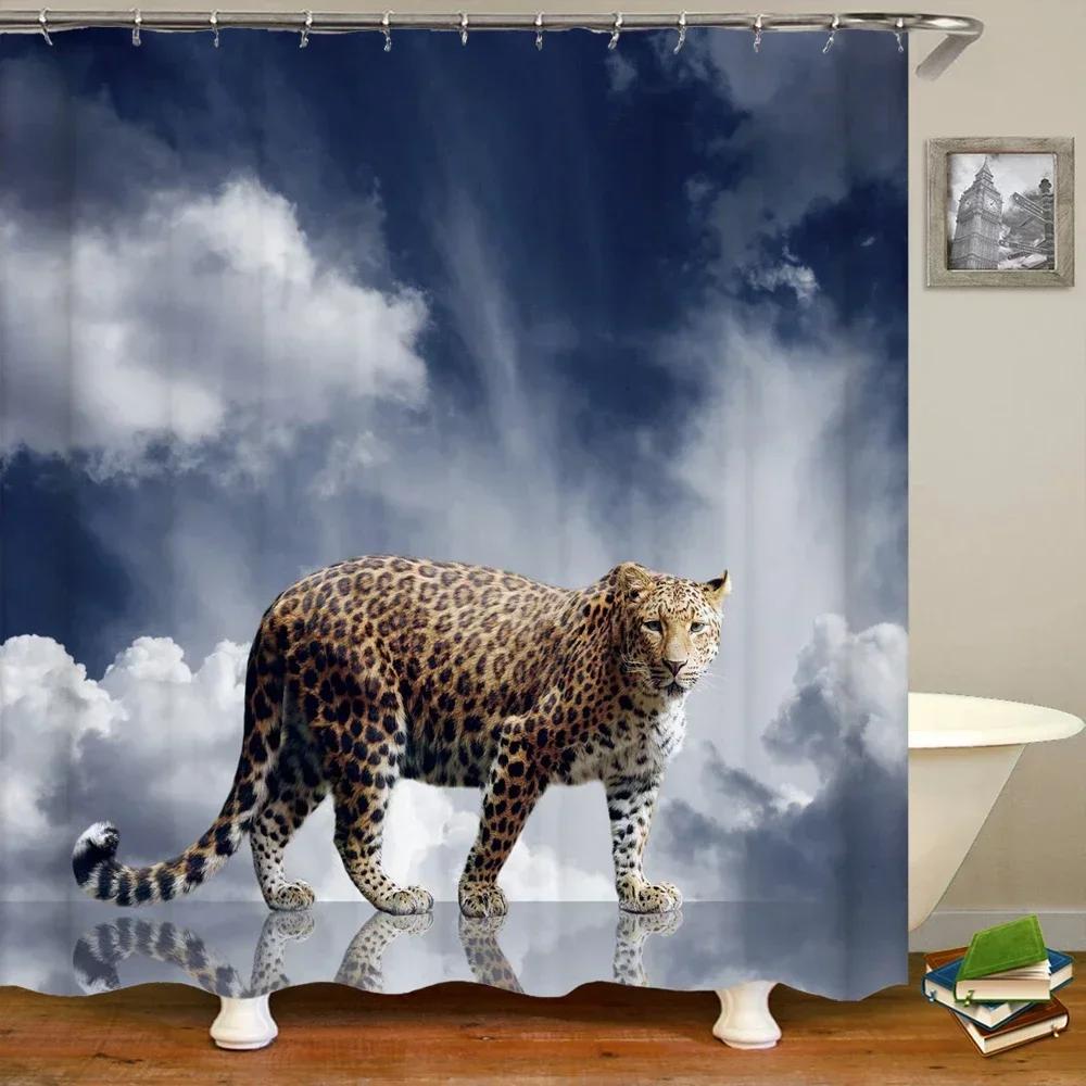 Horse Elephant Shower Curtain 3d Printing Waterproof Polyester Animals Bathroom Curtains Decoration with Hook Curtain