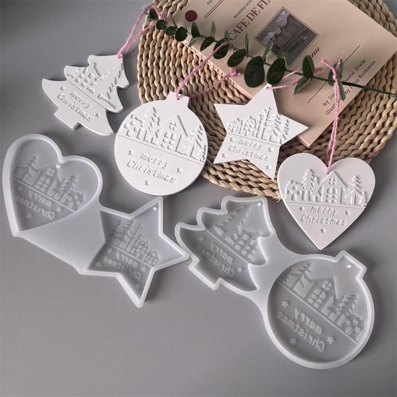 Holiday Ornament Silicone Mould Round Heart Shape Crafting Supplies for Candle Soap Baking Projects