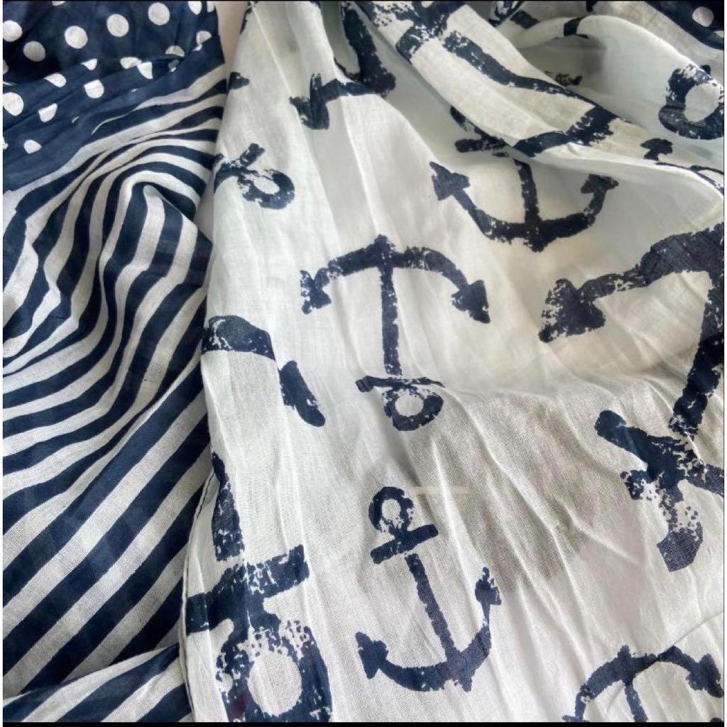 Used Summer stole, 100% cotton, imported large stole, shawl, marine blue
