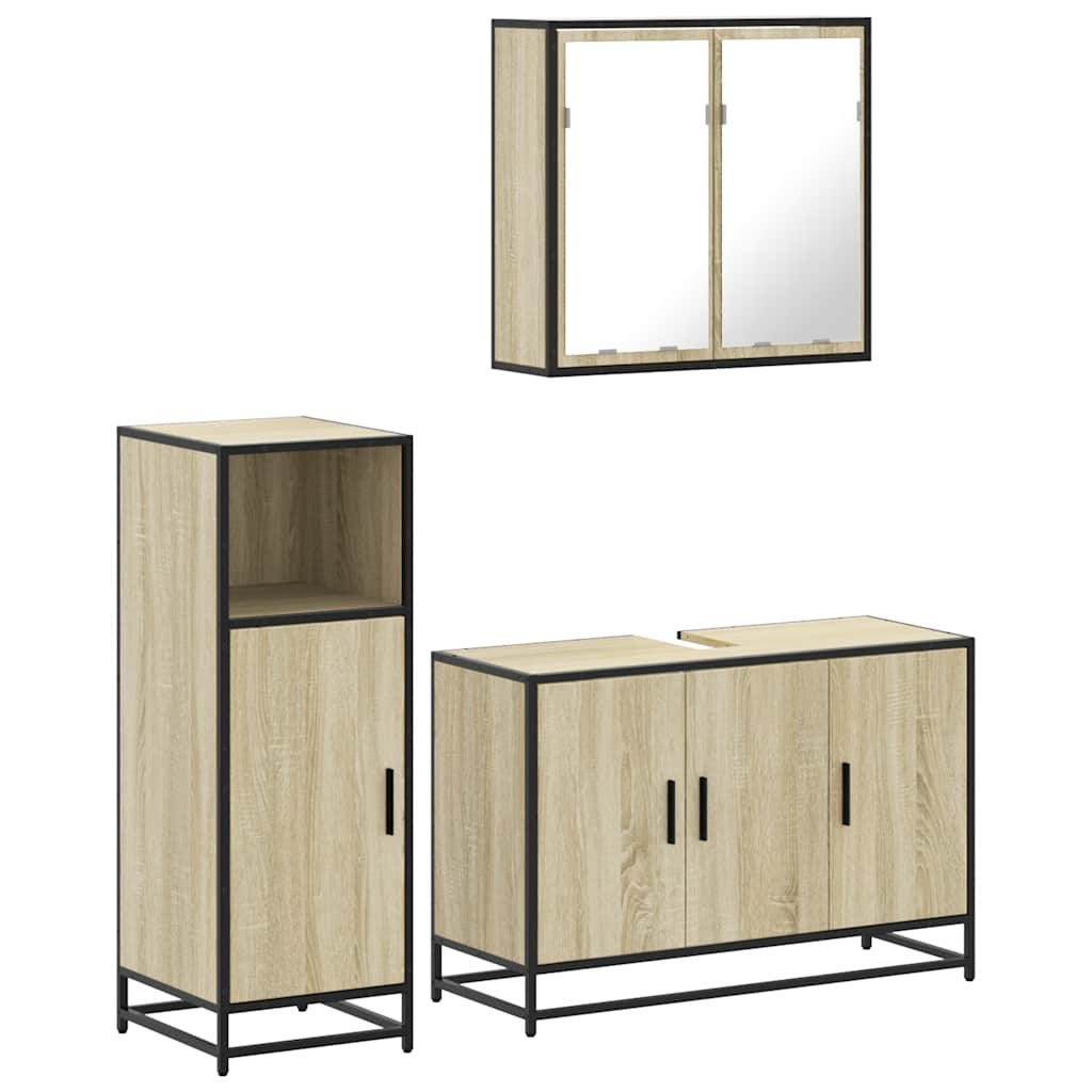 3 Piece Bathroom Furniture Set in Sonoma Oak Particleboard