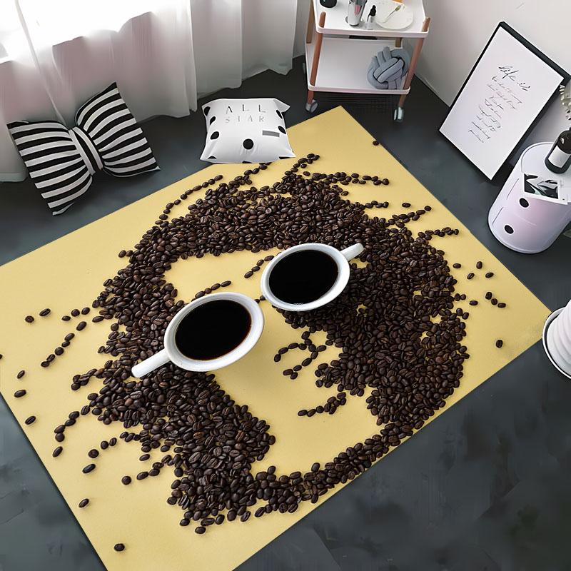 Funny Coffee Beans 3D Printing Carpet for Living Room Bedroom Alfombra Anti-slip Soft Area Rug Sofa Doormat Home Decor Tapete HD