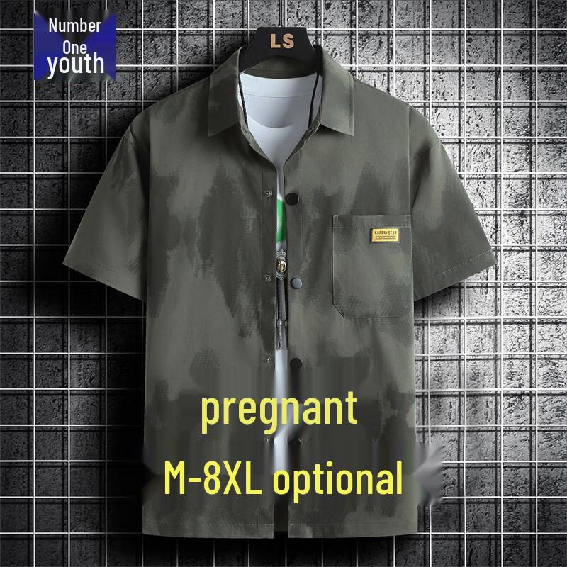 Men s Plus Size Ice Silk Quick Dry Short Sleeve Casual Shirt L
