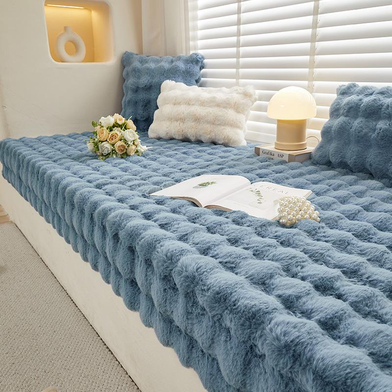 

Премиальная зимняя плюшевая подушка для эркерного окна, толстый пушистый коврик для татами, балкона, домашнего декора, удобный мягкий чехол 70*120cm синий