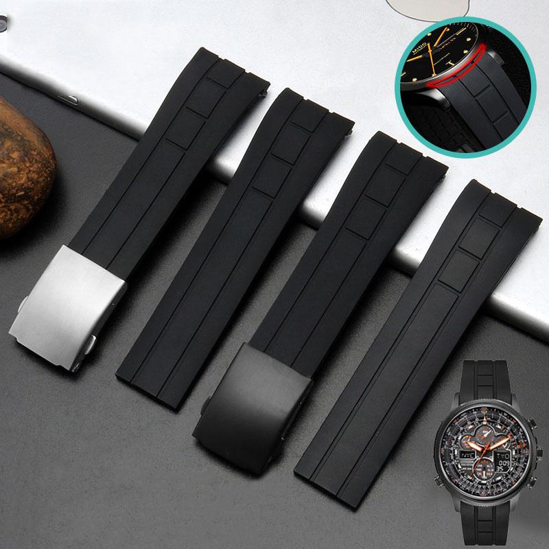 Arc Rubber Watchband for Citizen Sky Eagle Mido Helmsman M005 Waterproof Black Blue Silicone Strap Bracelet with Tools 22 23mm