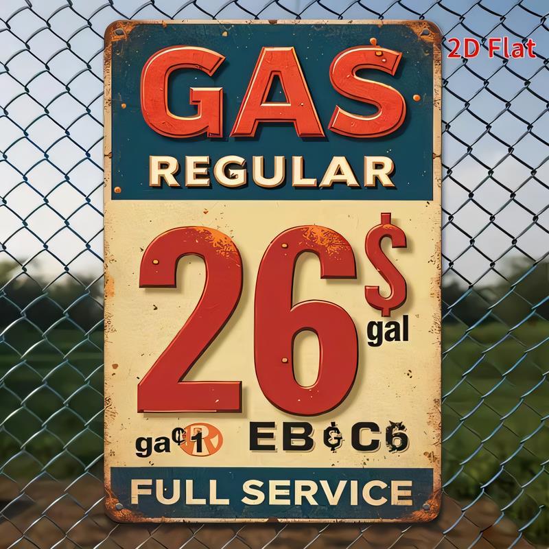 Tin Sign GAS REGULAR S Full Service Vintage Metal Poster Wall Decor Retro Garage Gas Station Plaque for Man Cave Bar Pub Hom