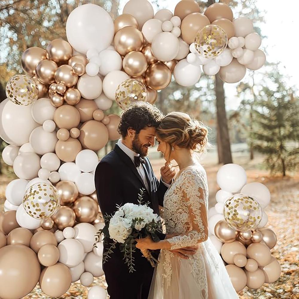 White Snad Balloons Garland Skin Champagne Gold Confetti Latex Ballon Arch Kit Kid Birthday Party Wedding Baby Shower Decoration