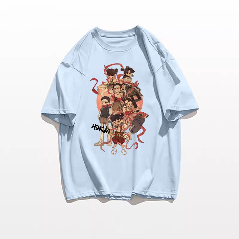 Unisex Nezha Cartoon T-Shirt - American Style, Short-Sleeved, Loose Fit, 2025 Collection, Pure Cotton Summer Top