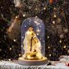 Presépio de Natal com Cúpula de Vidro Iluminada Figura Decorativa da Sagrada Família em Resina Conjunto Religioso