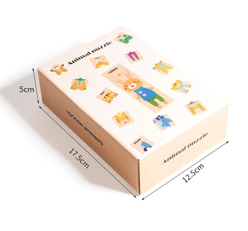 Wooden Animal Shape Matching & English Word Puzzle for Early Childhood Education