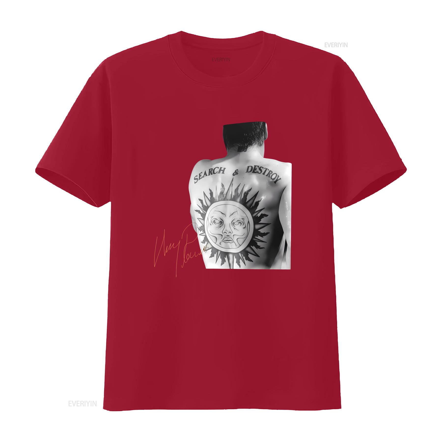 Henry Rollins Band Member Cotton T Shirt All Sizes Black with Search Destroy Tattoo Design for Fans NG744 vintage Washed Soft S