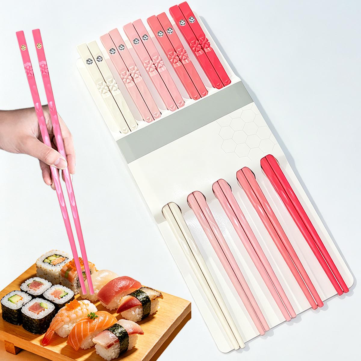 5pairs Mixed Carved Chopsticks Set Anti-Slip Durable Sushi Sticks серебряный
