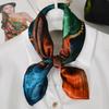 [BYSIFA] Blue Yellow Women Fashion Plaid Pattern 100% Silk Scarf Small Square Scarves Elegant Floral Ladies Hair Accessories
