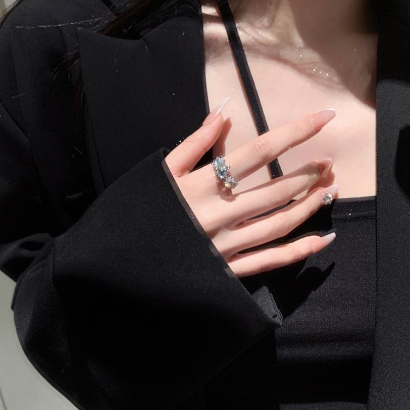 Unique Metal Ring With Iridescent Moonstone Design Adjustable Open Style For Women