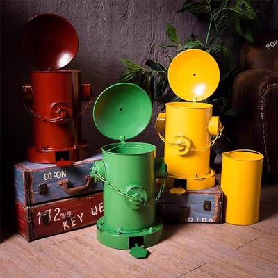 Kreativní retro požární hydrant Nožní pedál Odpadkový koš Starožitný průmyslový vítr a železné umění velká popelnice Dekorace obývacího pokoje