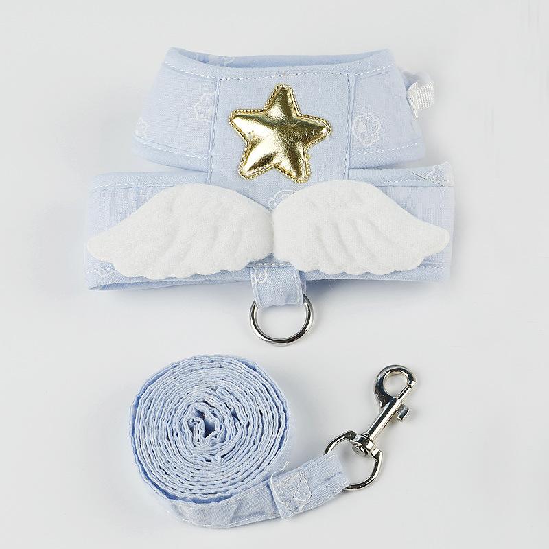 

Кошачий поводок «Ангельские крылья», поводок типа жилета, товары для домашних животных против побега для собаки и котенка при выгуле XXL светло-синий