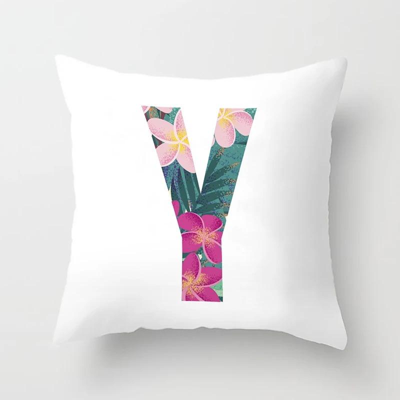 Luxury Home Pillowcase Square Office Decoration Cushion Cover Simple Floral English Letter Pattern Decoration