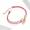 Everle Christmas Stocking Bracelet: Hand Rope Sterling Silver S925 with Gold Plated Zircon, Red Hollow Stocking Design