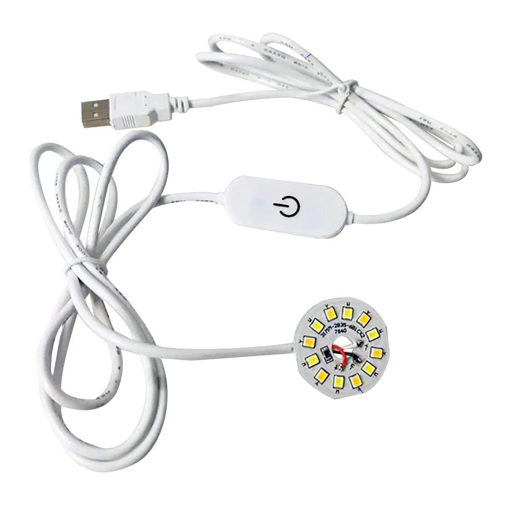 1.5m Line Length Lamp Plate DC 5V USB LED Lights 3 Colors 3W 5W Touch Switch Dimmable Bedroom Reading Night Light Accessories