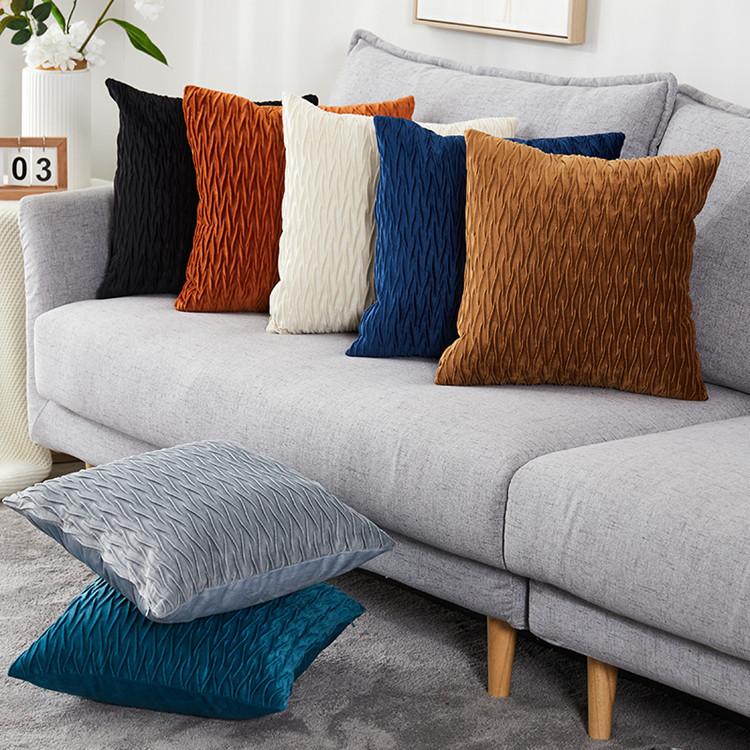 Solid Color Dutch Velvet Pleated Pillowcase Home Decor Throw Pillow Case Cover Sofa Bedroom Living Room Decorative Pillow Case