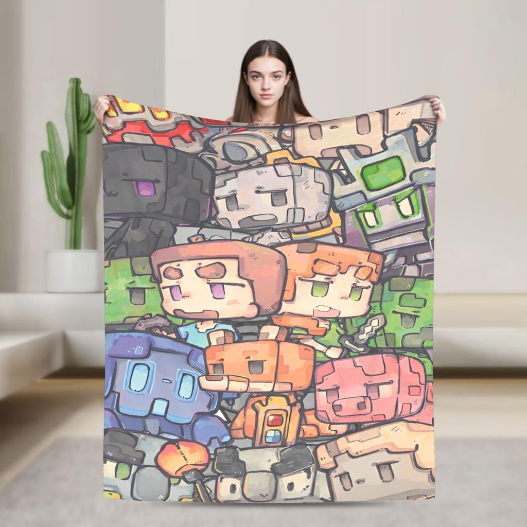 Knitted Blankets My M-Miners Flannel Lightweight Thin Throw Blanket Creepin It Real Pixel Game Crafts for Bedroom Sofa Bedspread