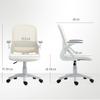 Breathable Mesh Office Chair, Ergonomic Swivel Chair with Folding Armrests and Lumbar Support, White