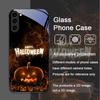 Lustiges Halloween Böser Kürbis Muster Gehärtetes Glas Handyhülle für Samsung Galaxy S25 Ultra S24 S23 Plus S22 S21 S20 FE 5G Abdeckung