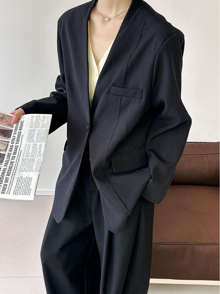 Juzhi Spring Korean Style V-Neck Casual Suit Jacket