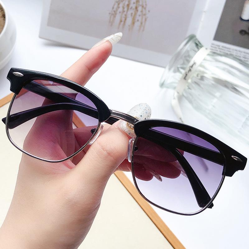 Retro Half-Frame Unisex Anti-UV Sunglasses for Fashion and Driving