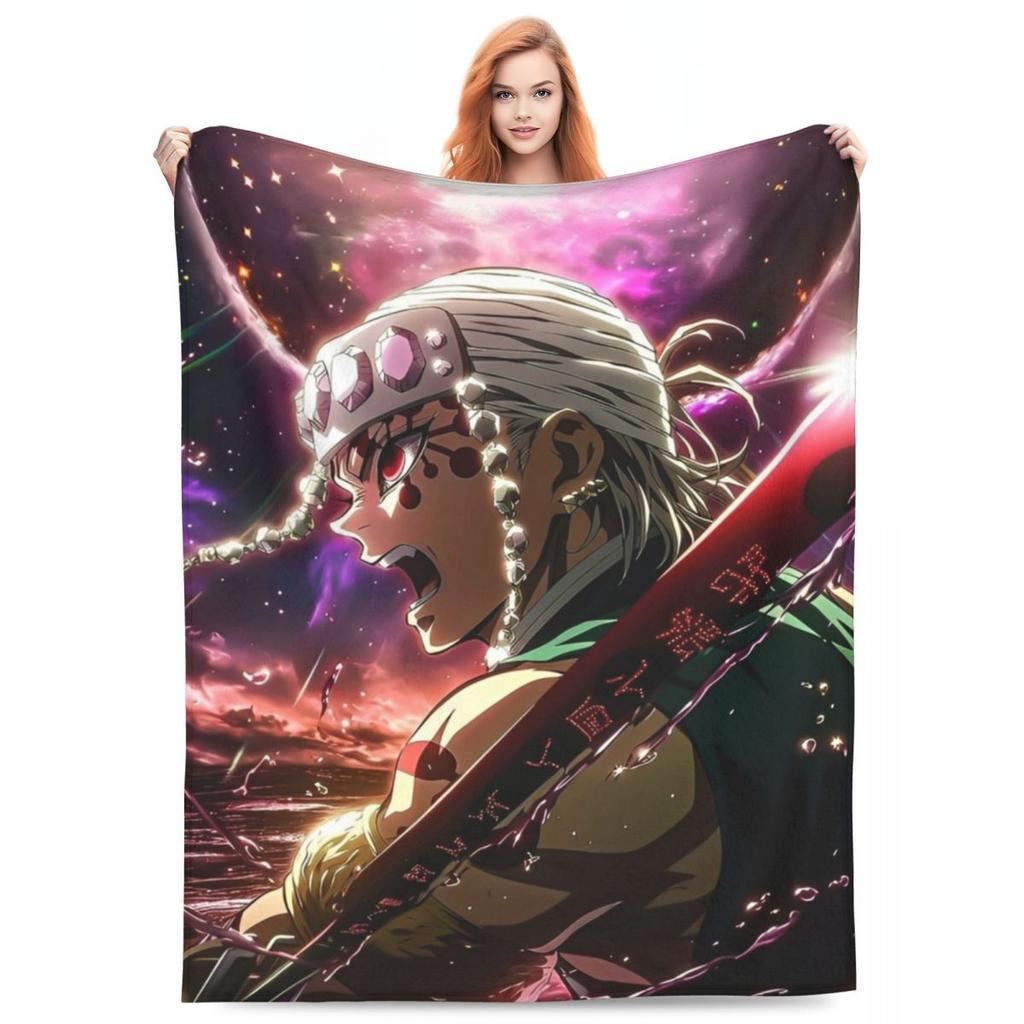 Zvukový pilíř Tengen Uzui Flanelová deka Anime Demon Slayer Vlastní přehoz na postel pohovku gauč 150*125cm Přikrývka