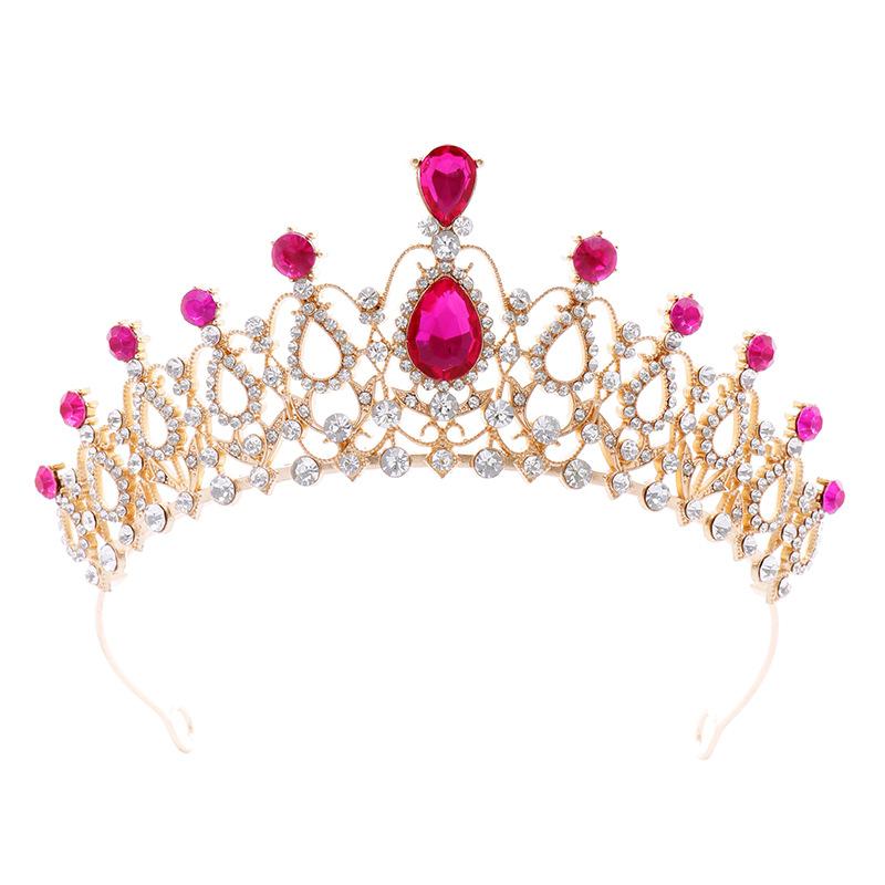 Baroque Rose Bridal Jewelry Necklace Earring Set Wedding Crown Three Piece Set