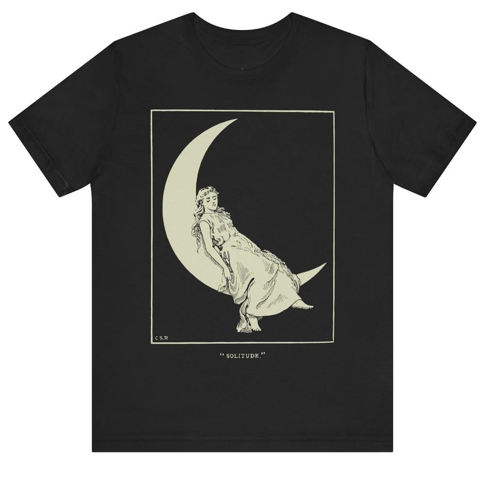 

Solitude Crescent Moon Girl Vintage Gothic Victorian Art Unisex Unisex Tee XL