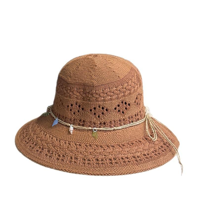 Korean-style Hand-knitted Fisherman Hat for Women, Summer Outdoor Breathable Sun Protection Hat That Makes the Face Look Smaller, Suitable for Travel