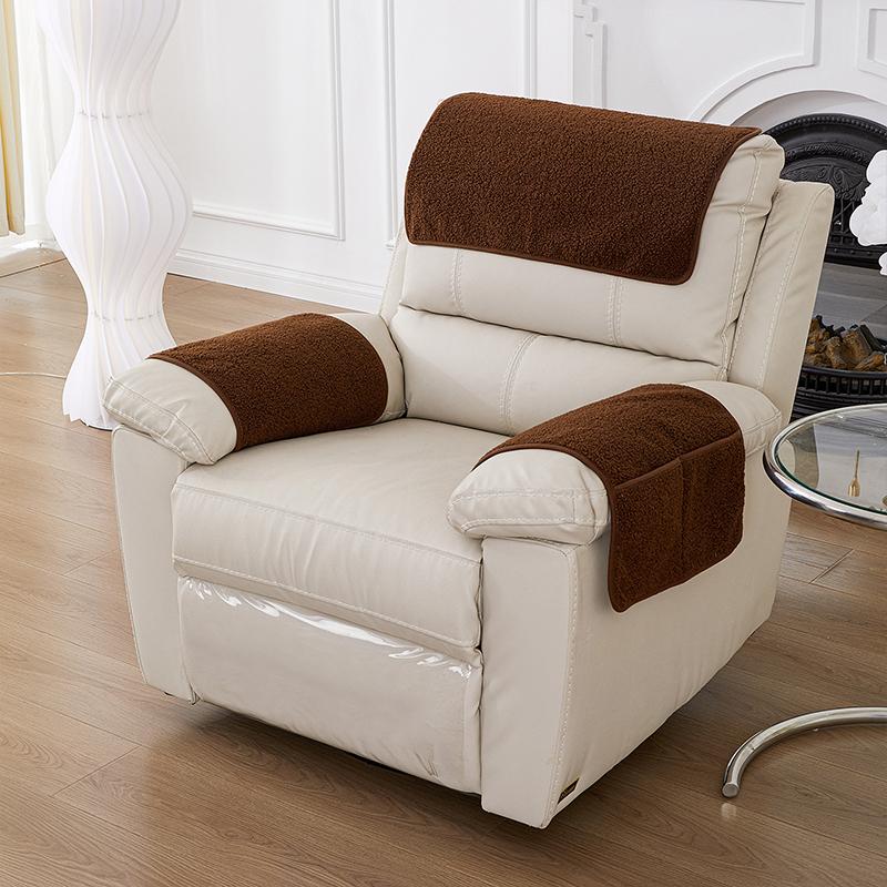 3Pcs Stretchy Fleece Furniture Sofa Armrest Cover With Pockets Sofa Headrest Towel Velvet Non Slip Couch Chair Arm Protector