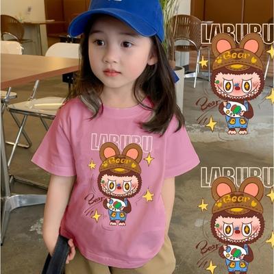 Labubu Printed Children's T-shirt Soft and Loose Cartoon Printed Girls' Top Comfortable, Fashionable and Versatile Clothing
