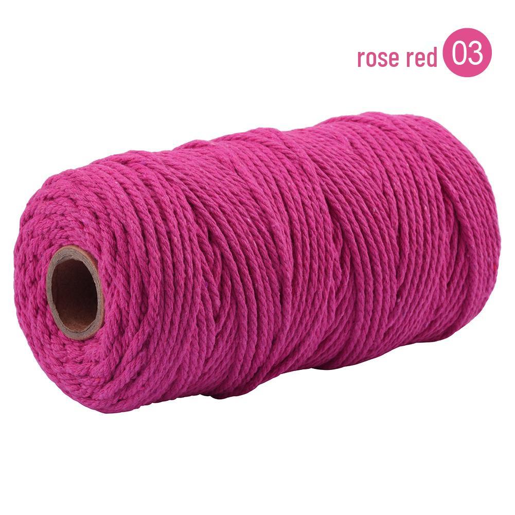 3mm Single-Color Cotton Rope for DIY Weaving - 2mm Thick Tapestry and Binding Thread