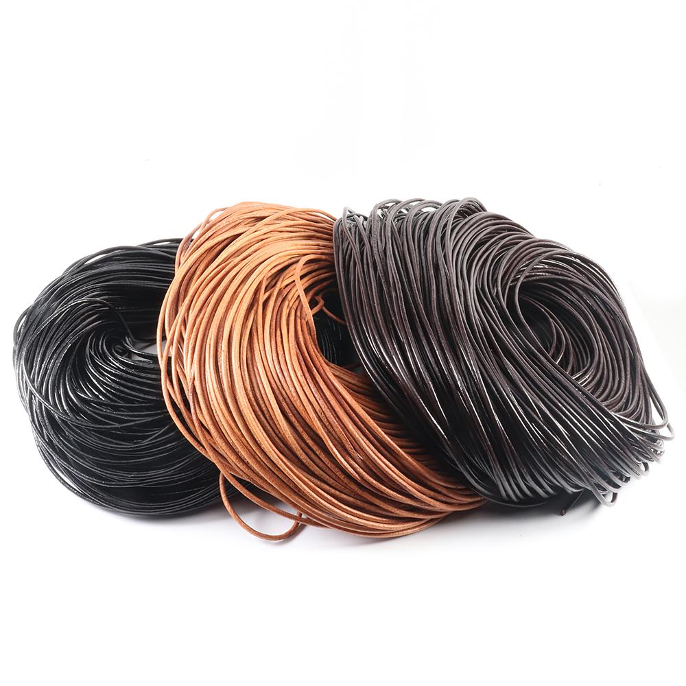2-5 Yards 1/1,5/2/2,5/3/4/5/6 mm Echtes Rindsleder Kordeln Runde Schnur Kordel Zum Schmuckherstellung DIY Lederarmband Halskette