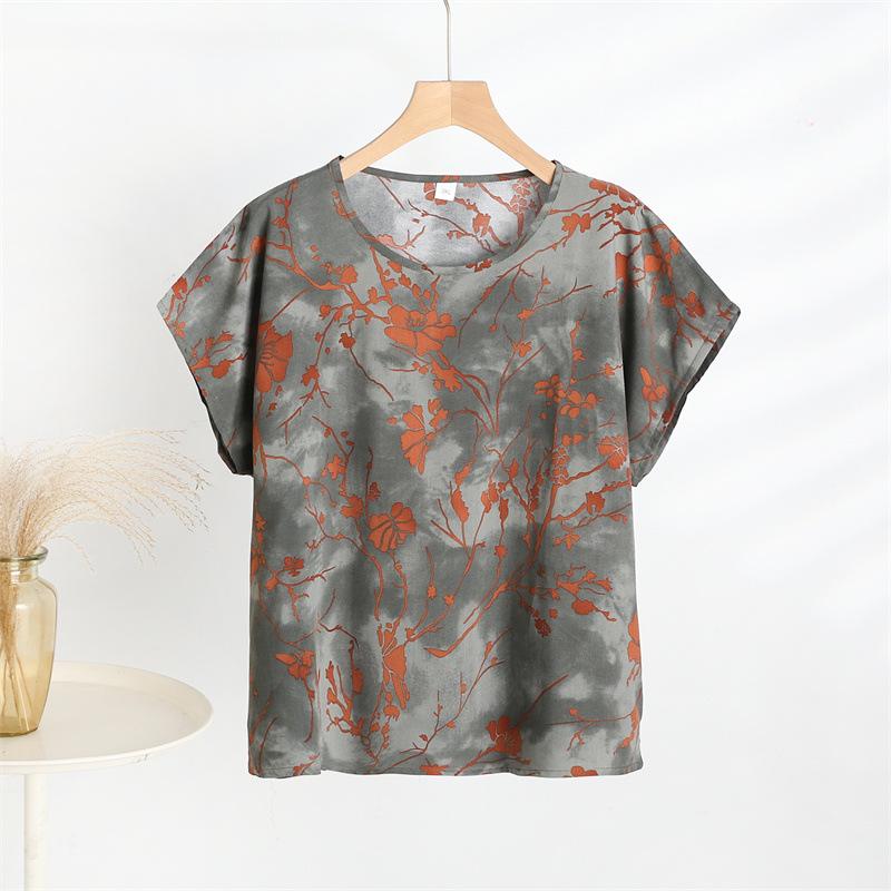 

Летняя модная футболка из хлопка и вискозы для мам 2025 года для женщин среднего и пожилого возраста 5XL