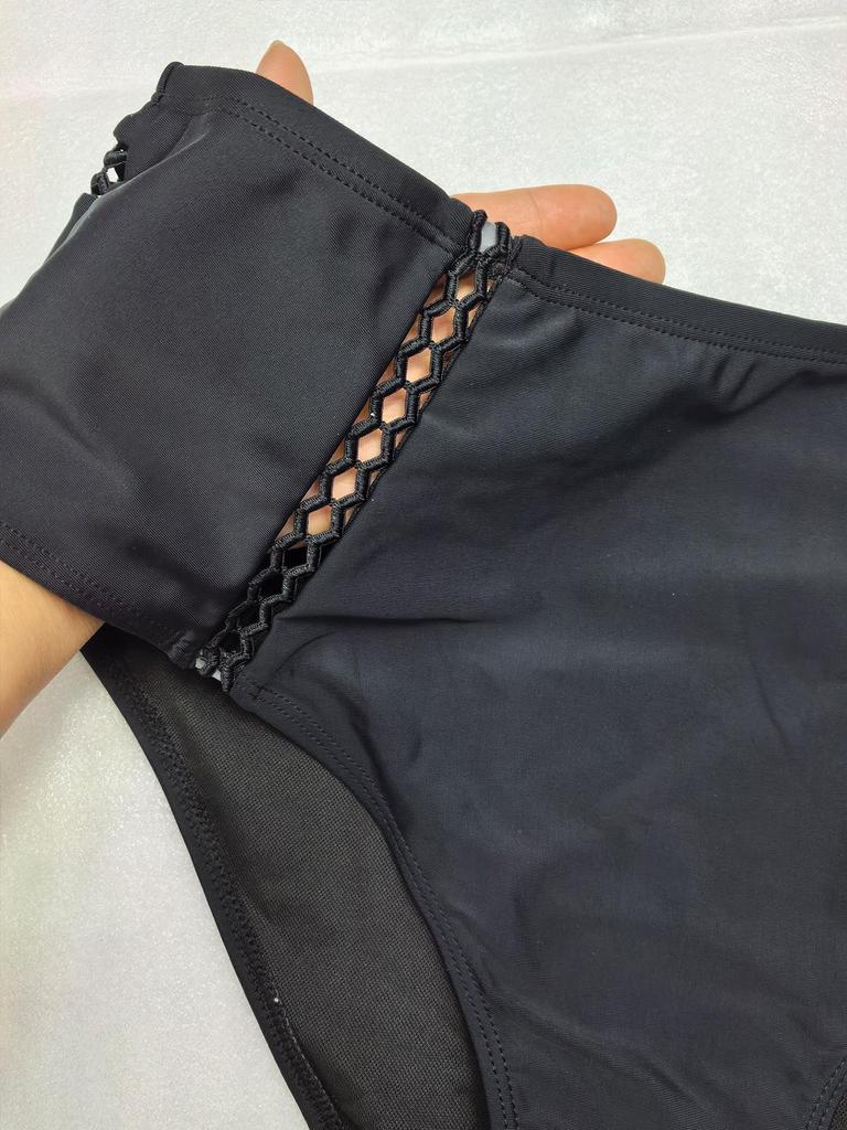 Damen Sexy High Waist Rüschen Badeanzug - Große Größen, Europäisch Amerikanischer Stil, Bauchkontrolle, Cut-Out Design Badebekleidung