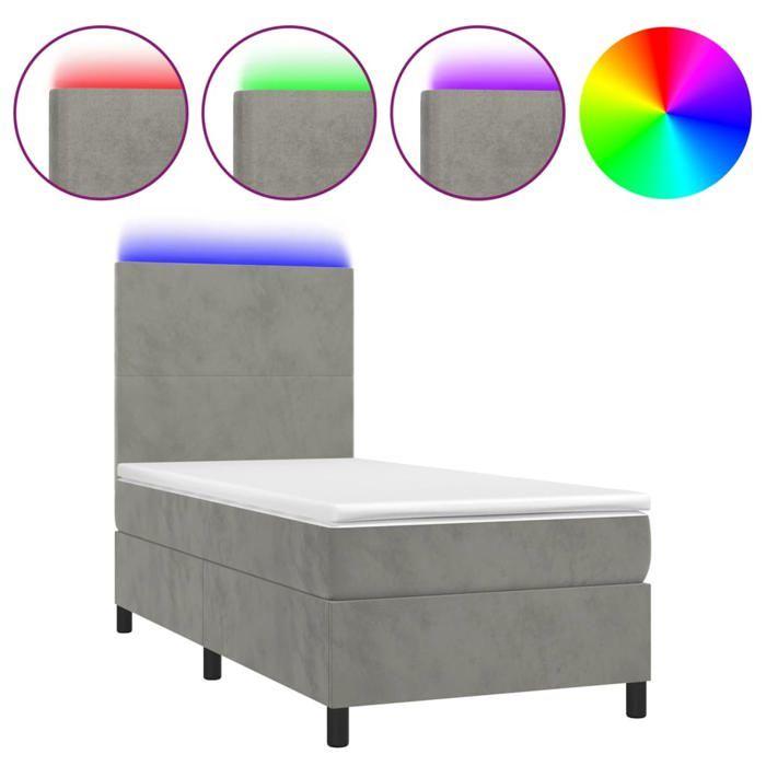 VidaXL Sommier à Lattes de Lit avec Matelas et LED, Lit Rembourré, Lit Simple, Lit Adulte de Chambre à Coucher Intérieur, 3135969