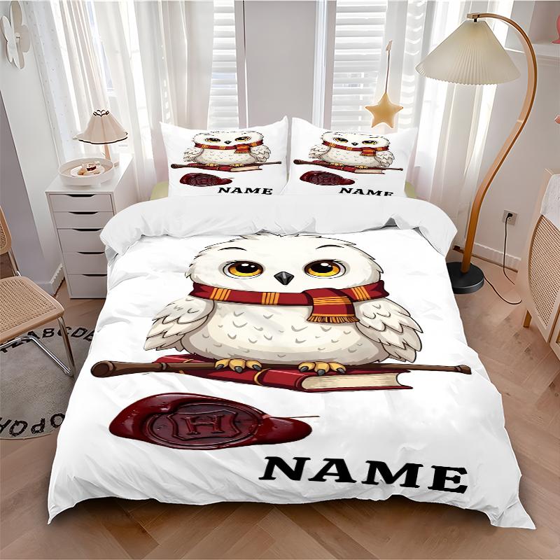 Custom Name Cartoon Harryl Bedding 3 Piece Set HD Print Duvet Cover Pillowcases for Teens Adult Bedroom Decoration