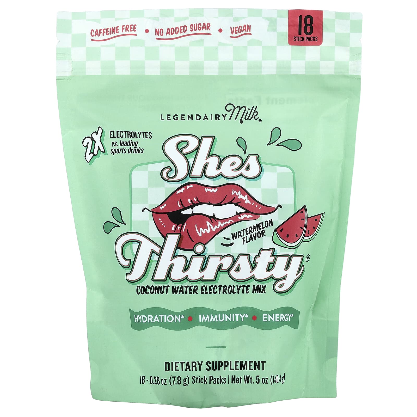 

She S Thorsty®, Coconut Water Electrolyte Mix, Watermelon, 18 Stick Packs, 7.8G (0.28Oz) Each