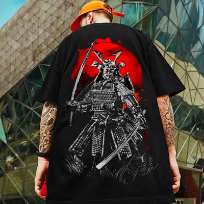 Retro T-Shirts For Men 3d Japanese Samurai Sword Print Male Clothing Street Harajuku Short Sleeved Tees Loose Oversized T-Shirt