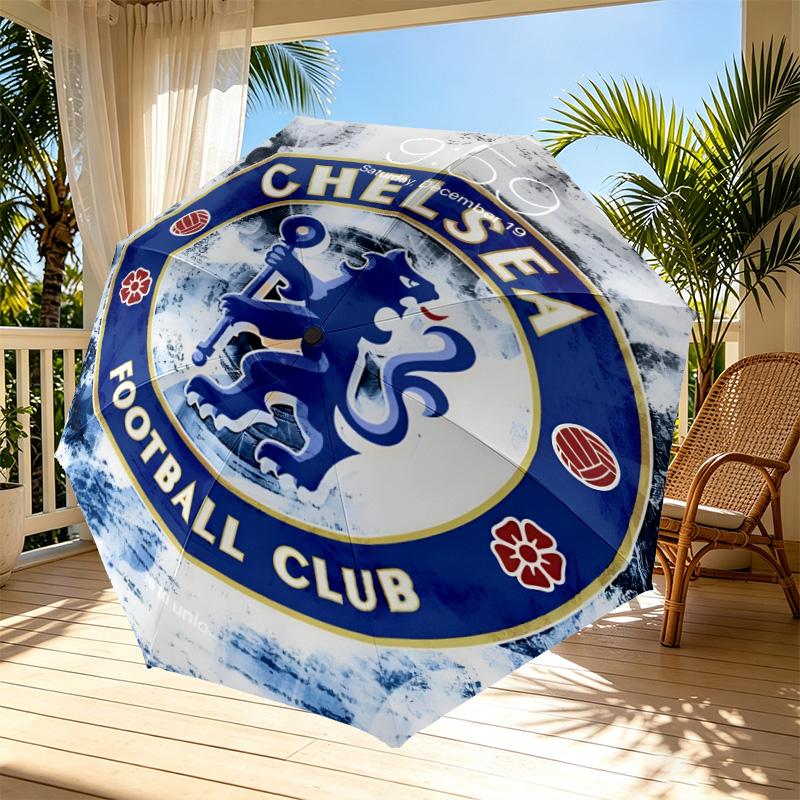 Football Club F.C Print Automatic Open Close Umbrella, Portable Foldable Umbrella, for Outdoor Commute Camping Trip, Ideal Birthday Gift
