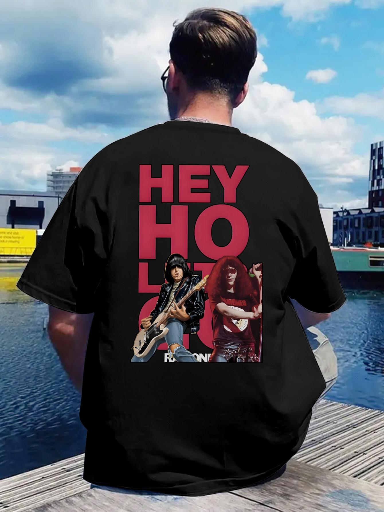 Black Graphic T-shirt - Back Print with Red Text S