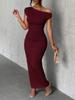 Summer Off-Shoulder Wave Hem Dress for Women, Fashion Cute Slim Fit Date Night Outfit