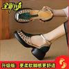 Fashion Women's Shoes 2025 New Summer Trend Comfortable Low-heeled Shoes Baotou Casual One-line Buckle Fashion Roman Sandals