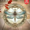 Round Metal Wall Art Vintage Dragonfly Flower Home Garden Patio Hanging Decoration Gift