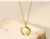 Fashionable Light Luxury Pearl Pendant Necklace with Irregular Circle Design and Durable Colorfast Titanium Steel Chain