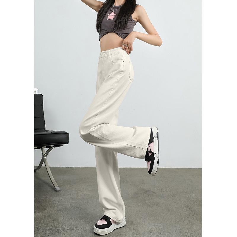 Korean Version of Simple Straight Jeans for Women In Autumn and Winter New Style Slim and Versatile Wide-leg High-waist Jeans